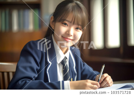 Girl learning with a smile AI generated Girl learning with a smile AI generated 103571728