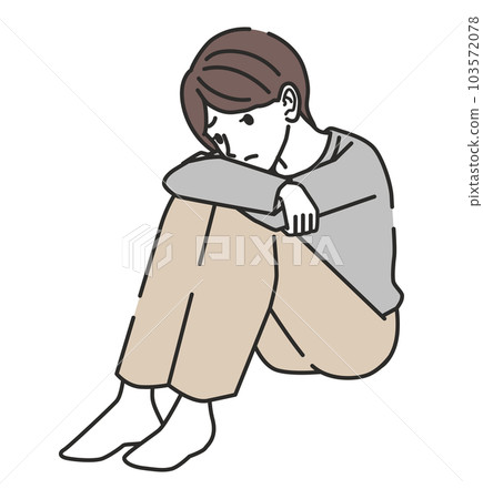 Depressed gym sitting woman 103572078