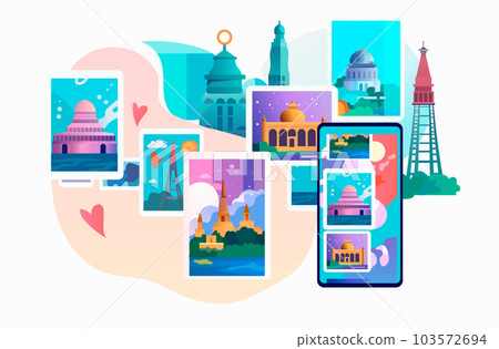 set different landmarks trvelling concept horizontal 103572694