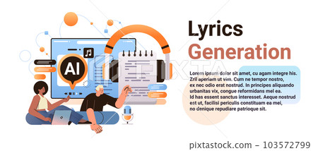 people near monitor with song lyrics karaoke time holiday entertainment artificial intelligence technology concept people near monitor with song lyrics karaoke time holiday entertainment artificial intelligence technology concept 103572799