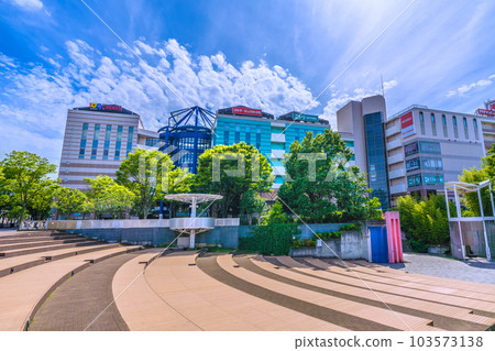 Yokohama cityscape in Japan Hot and humid weather like summer... View of shopping malls and plazas in front of Center-Minami Station Yokohama cityscape in Japan Hot and humid weather like summer... View of shopping malls and plazas in front of Center-Minami Station 103573138