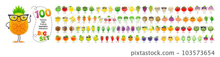 Cartoon Fruits and Vegetables 103573654