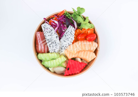 fruit and vegetable salad or cantaloupe, dragon fruit and lettuce salad fruit and vegetable salad or cantaloupe, dragon fruit and lettuce salad 103573746