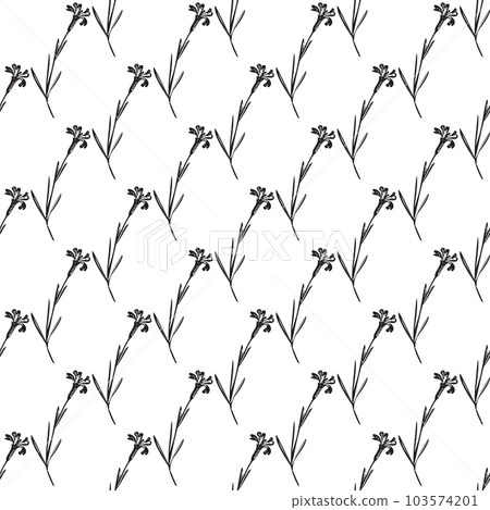 Botanical hand drawn floral seamless pattern. Spring plant vintage abstract background. Creative doodle style. Graphic design wallpaper, packaging, wedding invitation, banner Vector illustration 103574201