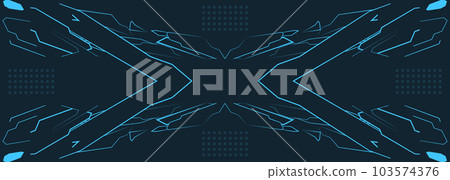 Vector futuristic HUD in Cyberpunk concept. Dark blue control interface screen. Sci-fi, technology futuristic dashboard. Wide cyber abstract background. Vector futuristic HUD in Cyberpunk concept. Dark blue control interface screen. Sci-fi, technology futuristic dashboard. Wide cyber abstract background. 103574376