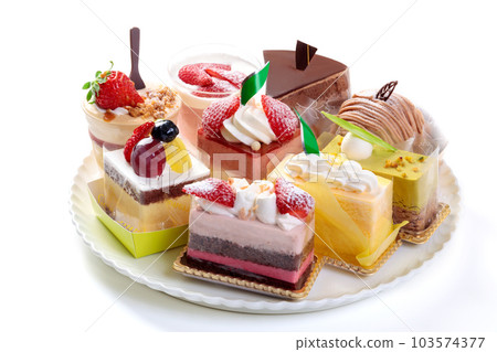 Various shortcakes served on a plate Various shortcakes served on a plate 103574377