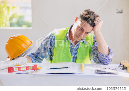 stress problem construction engineer builder architect hard work for plan design 103574515