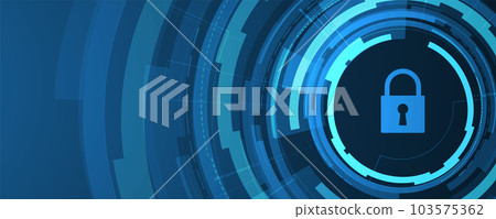 internet digital security technology concept for business background. Lock on circuit board 103575362