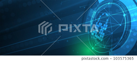 internet digital security technology concept for business background. Lock on circuit board 103575365
