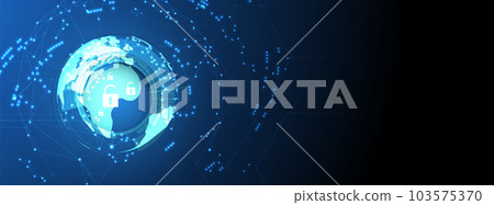 internet digital security technology concept for business background. Lock on circuit board internet digital security technology concept for business background. Lock on circuit board 103575370