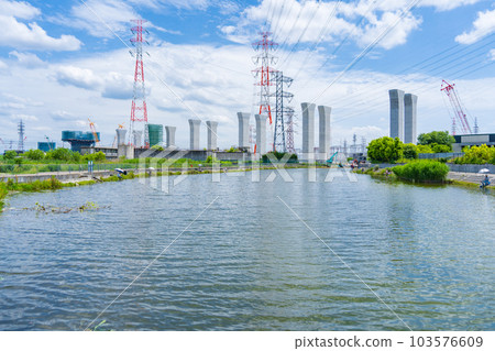 Shin-Meishin Expressway Construction Site and Reservoir Shin-Meishin Expressway Construction Site and Reservoir 103576609