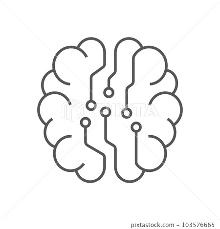 Digital brain icon, AI concept, Iot, hi-tech. Line vector illustration. Editable Stroke. EPS 10 103576665