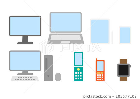 Digital device illustration set 01 color borderless 103577102
