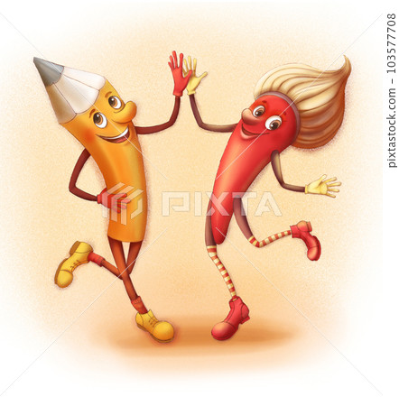 Dancing artist tools, bright comic Dancing artist tools, bright comic 103577708