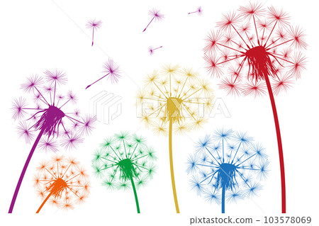 Silhouette of a simple single dandelion Silhouette of a simple single dandelion 103578069