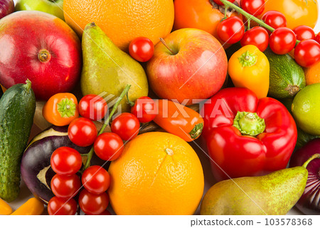 Beautiful background of vegetable and fruit. 103578368