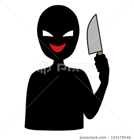Illustration material of a silhouette of a villain image with a knife 103578546