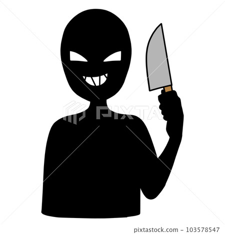 Illustration material of a silhouette of a villain image with a knife Illustration material of a silhouette of a villain image with a knife 103578547