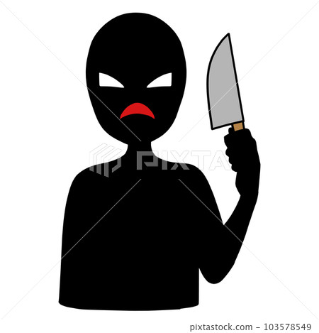 Illustration material of a silhouette of a villain image with a knife Illustration material of a silhouette of a villain image with a knife 103578549