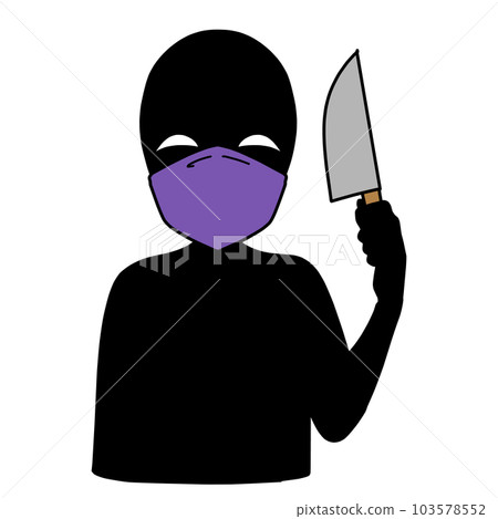 拿著小刀的反派形象剪影的插圖素材 103578552