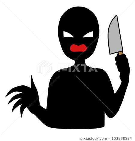 Illustration material of a silhouette of a villain image with a knife Illustration material of a silhouette of a villain image with a knife 103578554