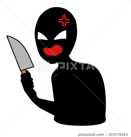 Illustration material of a silhouette of a villain image with a knife Illustration material of a silhouette of a villain image with a knife 103578563
