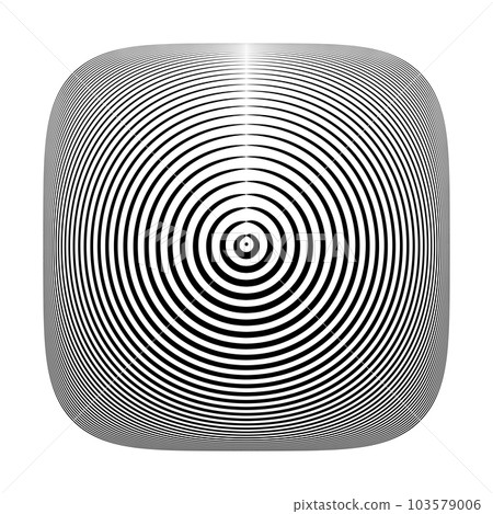 Concentric Rings Pattern on Square Button 3D Illusion Effect. 103579006