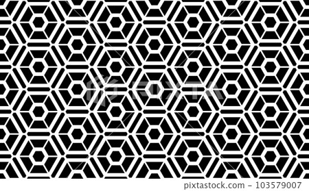 Seamless Geometric Hexagons and Triangles Pattern. Black and White Texture. Seamless Geometric Hexagons and Triangles Pattern. Black and White Texture. 103579007