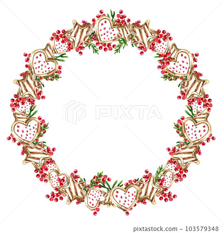 Christmas wreath with fir branches. Watercolor hand drawn illustration for invitations, greeting cards, prints, packaging and more. Merry christmas and happy new year. Christmas wreath with fir branches. Watercolor hand drawn illustration for invitations, greeting cards, prints, packaging and more. Merry christmas and happy new year. 103579348