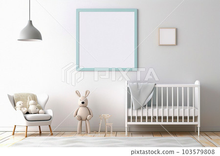 Tranquil Baby's Room: Minimalist Bliss in White and Pastel Hues 103579808