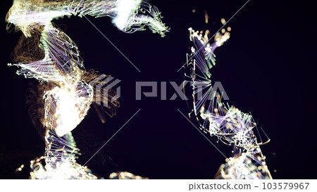 3D rendering of a colorful abstract stylish particle and plexus system on a dark background 3D rendering of a colorful abstract stylish particle and plexus system on a dark background 103579967