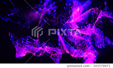 3D rendering of a colorful abstract stylish particle and plexus system on a dark background 3D rendering of a colorful abstract stylish particle and plexus system on a dark background 103579971
