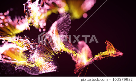 3D rendering of a colorful abstract stylish particle and plexus system on a dark background 3D rendering of a colorful abstract stylish particle and plexus system on a dark background 103579982