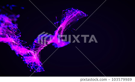3D rendering of a colorful abstract stylish particle and plexus system on a dark background 3D rendering of a colorful abstract stylish particle and plexus system on a dark background 103579989