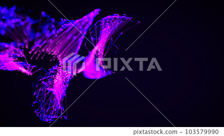 3D rendering of a colorful abstract stylish particle and plexus system on a dark background 3D rendering of a colorful abstract stylish particle and plexus system on a dark background 103579990