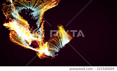 3D rendering of a colorful abstract stylish particle and plexus system on a dark background 3D rendering of a colorful abstract stylish particle and plexus system on a dark background 103580009