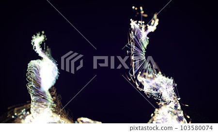 3D rendering of a colorful abstract stylish particle and plexus system on a dark background 3D rendering of a colorful abstract stylish particle and plexus system on a dark background 103580074