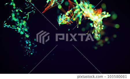 3D rendering of a colorful abstract stylish particle and plexus system on a dark background 3D rendering of a colorful abstract stylish particle and plexus system on a dark background 103580081