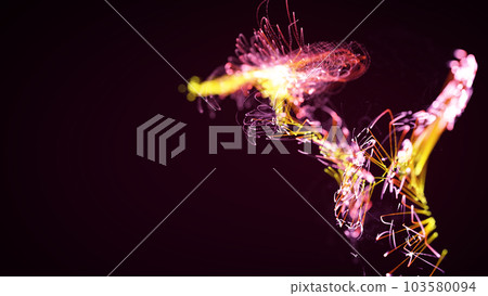 3D rendering of a colorful abstract stylish particle and plexus system on a dark background 3D rendering of a colorful abstract stylish particle and plexus system on a dark background 103580094