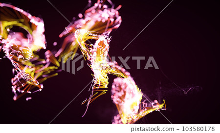 3D rendering of a colorful abstract stylish particle and plexus system on a dark background 3D rendering of a colorful abstract stylish particle and plexus system on a dark background 103580178