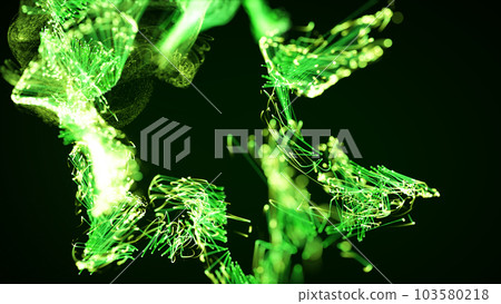 3D rendering of a colorful abstract stylish particle and plexus system on a dark background 3D rendering of a colorful abstract stylish particle and plexus system on a dark background 103580218