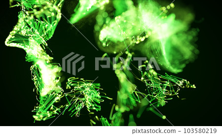 3D rendering of a colorful abstract stylish particle and plexus system on a dark background 103580219