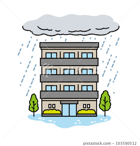 Apartment building damaged by heavy rain 103580512