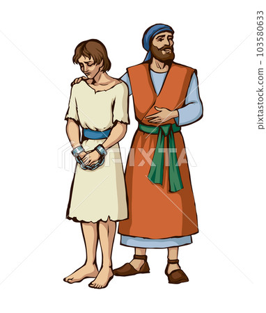Vector drawing. Slave sold in the market Vector drawing. Slave sold in the market 103580633