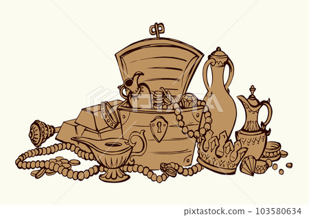 Vector drawing. Treasure chest icon Vector drawing. Treasure chest icon 103580634