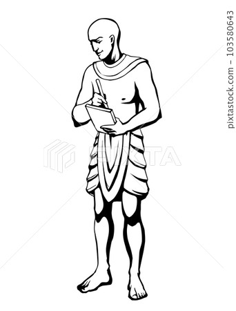 Vector drawing. Egyptian male servant Vector drawing. Egyptian male servant 103580643