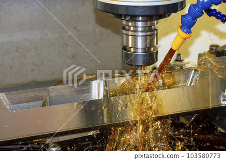 The CNC milling machine cutting the tire mold parts. The CNC milling machine cutting the tire mold parts. 103580773
