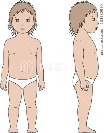Figure of a toddler. Front and back. Figure of a toddler. Front and back. 103580950