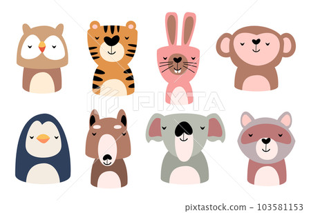 Set of wildlife animals is sleeping . Vector illustration . 103581153