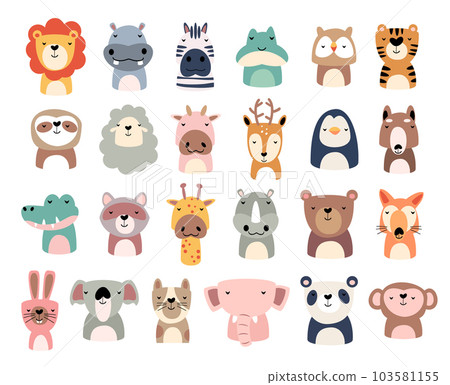 Set of wildlife animals is sleeping . Vector illustration . 103581155